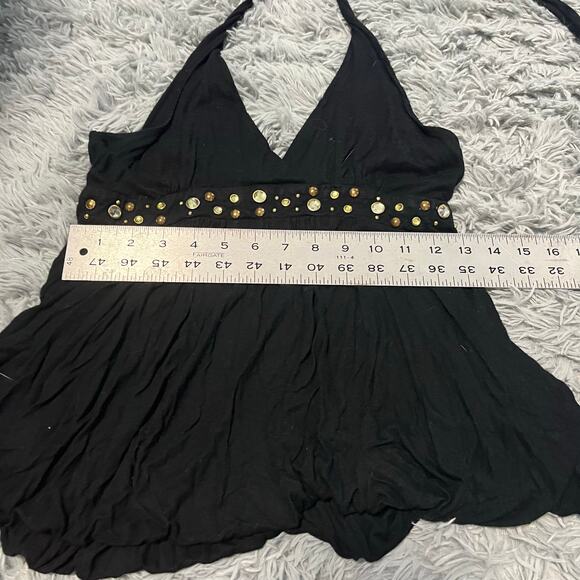 Vintage 2000s Twenty One Black Beaded Gathered Waist USA Made Medium - Picture 5 of 11